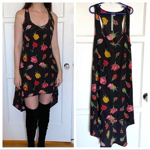 Black high low roses urban outfitters dress